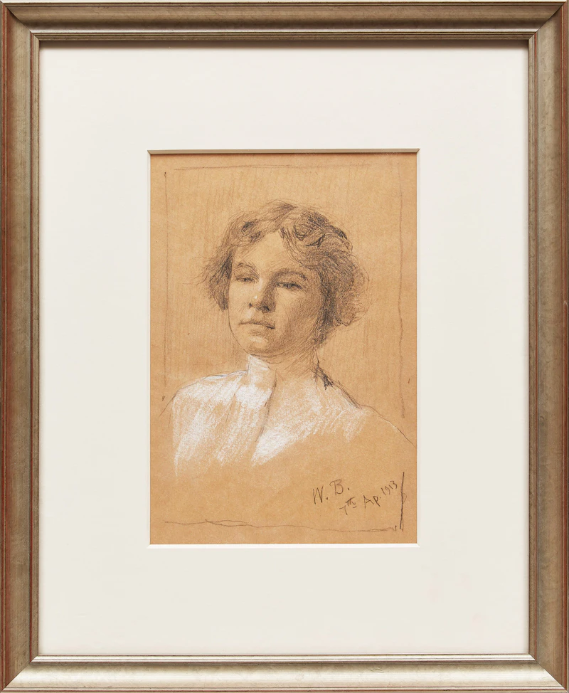 William Brymner, Tête de jeune fille, charcoal with whitening, 1913 - view 2