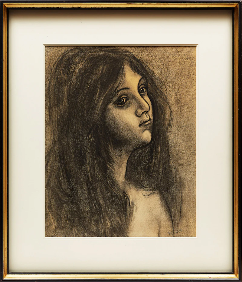 Alfred Pellan, Portrait of a Girl, charcoal - view 2