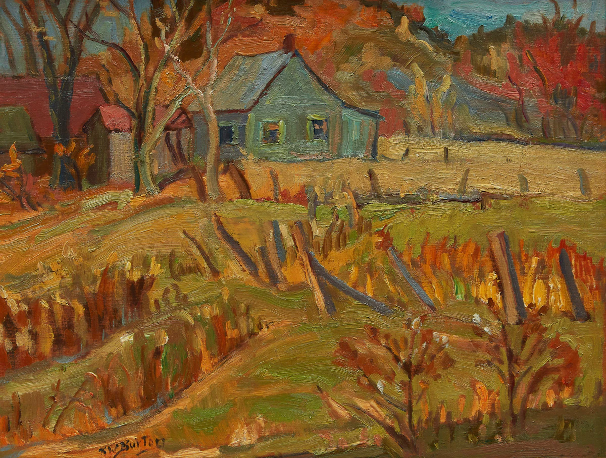 Ralph Wallace Burton, The Brown Farm, Cantley, Que, oil on panel, 1960