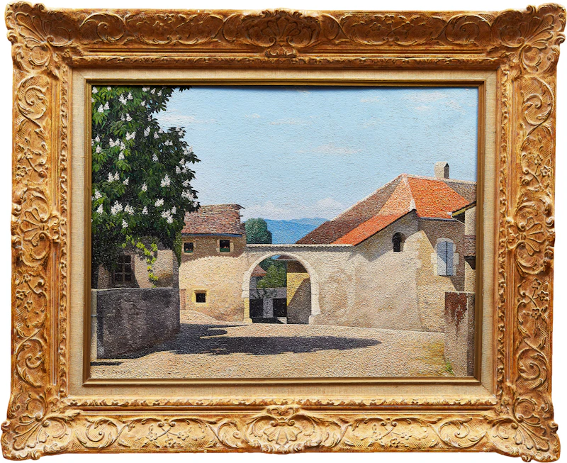 Pierre Jaques, Place du Village d’Arlier, oil on canvas - view 2
