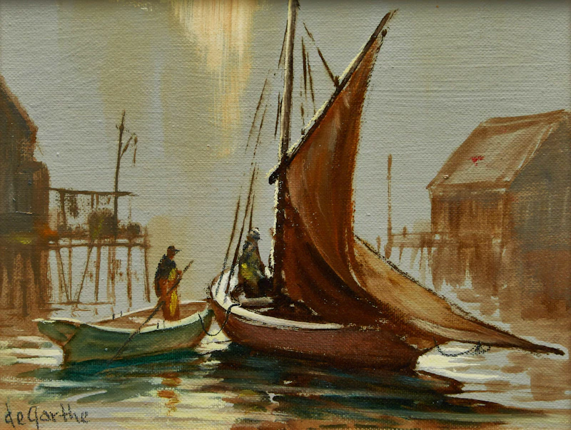 Two Boats in the Harbour by William Edward deGarthe