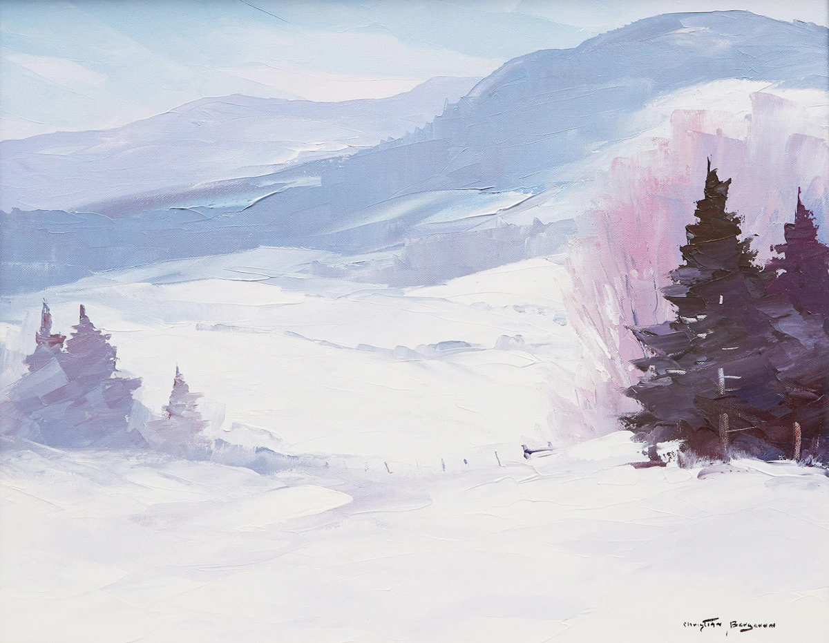 Christian Bergeron, Les Laurentides enneigés, oil on canvas