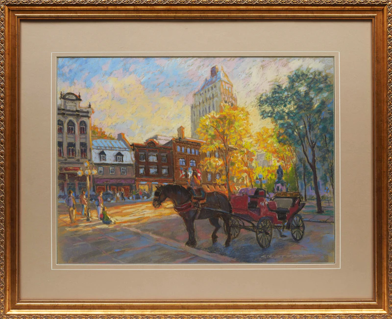 Juan Cristobal, Afternoon in the Square, pastel on paper - view 2