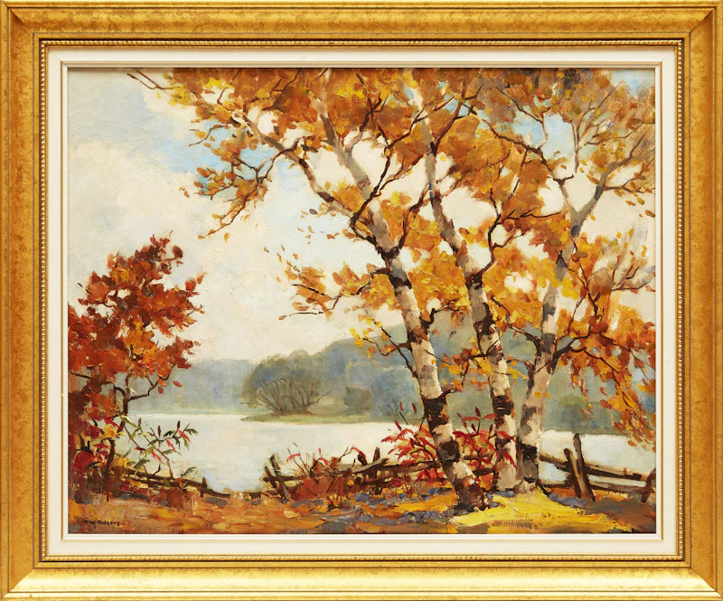 Thomas Keith Roberts, Riverside Birch Trees, Port Credit, oil on canvas, circa 1945 - view 2