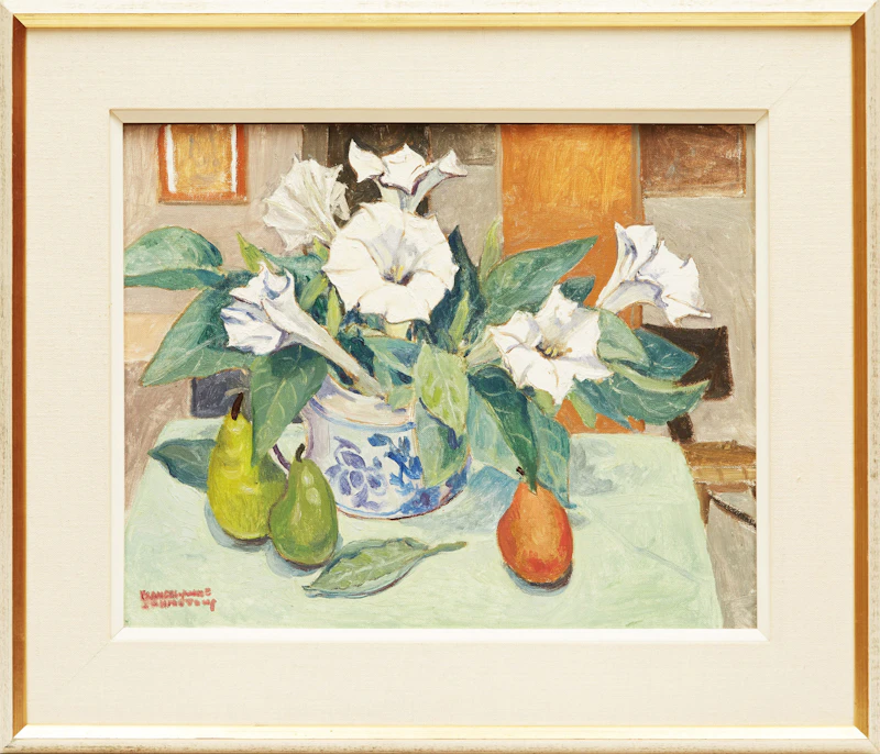 Frances Anne Johnston, Moonflowers, oil on canvas board - view 2