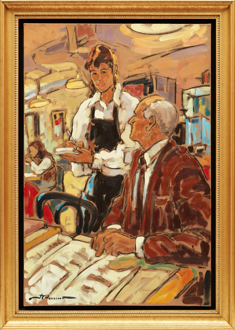 Jeannette Perreault, La serveuse aux yeux noirs  (1994), oil on canvas, 1994 - view 3