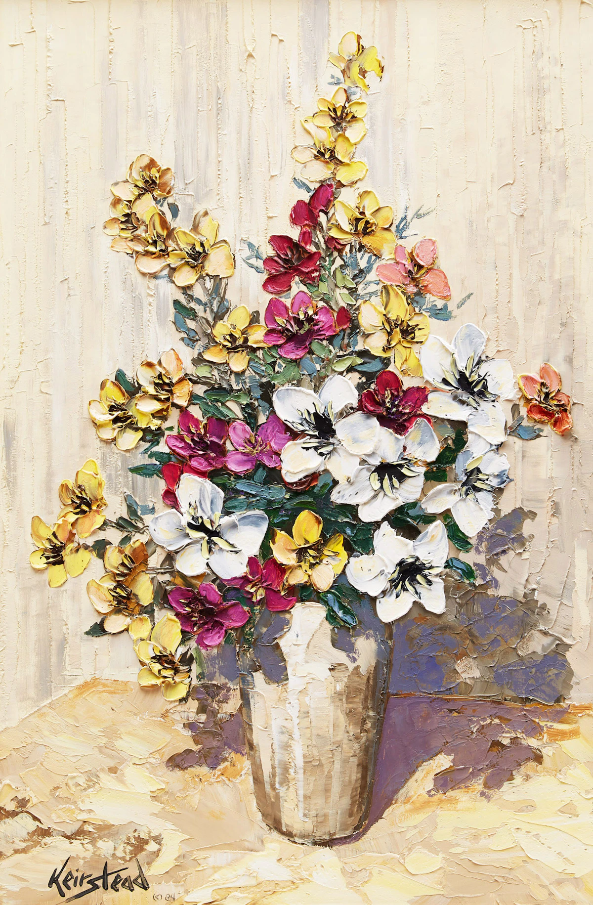 James Keirstead, Mountain Wildflowers, oil on board, 1984