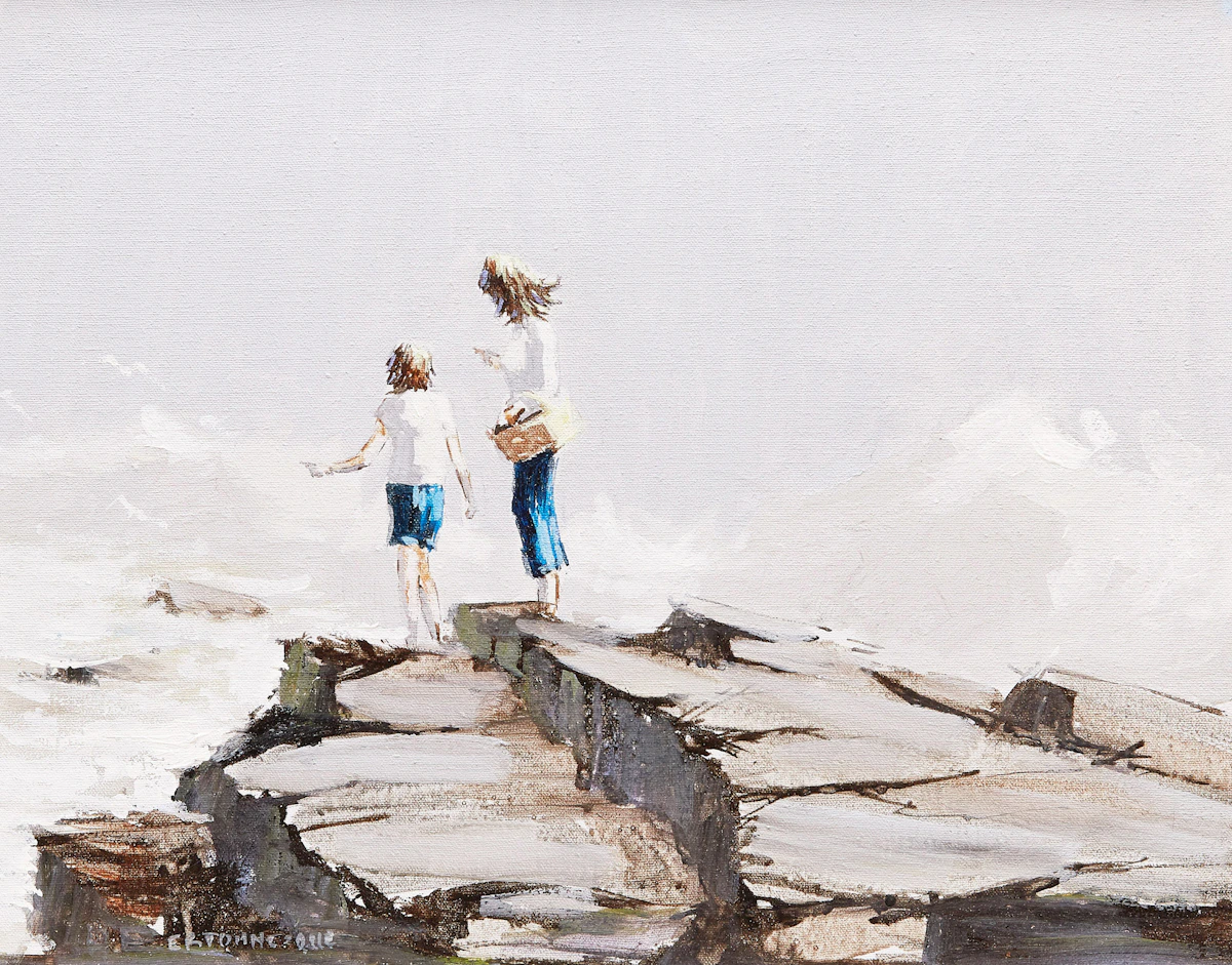 André Bertounesque, Mon frère et moi, oil on canvas