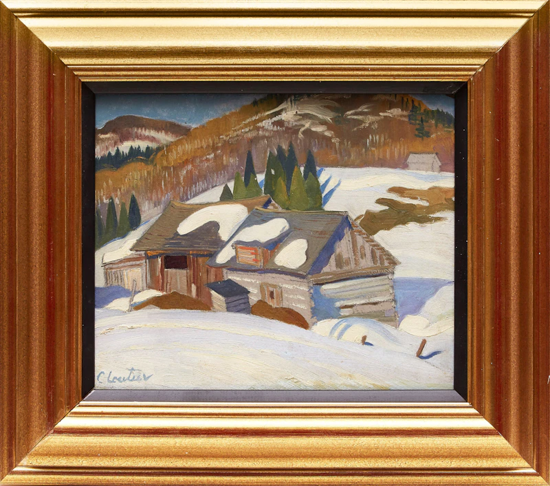 Albert Edward Cloutier, Farm in Winter, oil on board - view 2