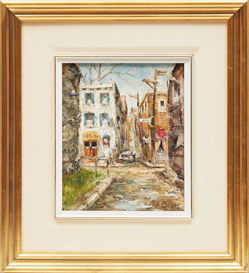 Andre Besse, Une ruelle, Montréal, oil on masonite - view 2