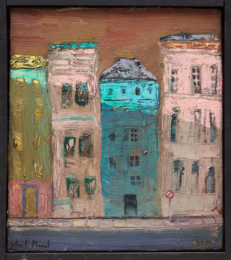 John F. Marok, Buildings, oil on canvas - view 2