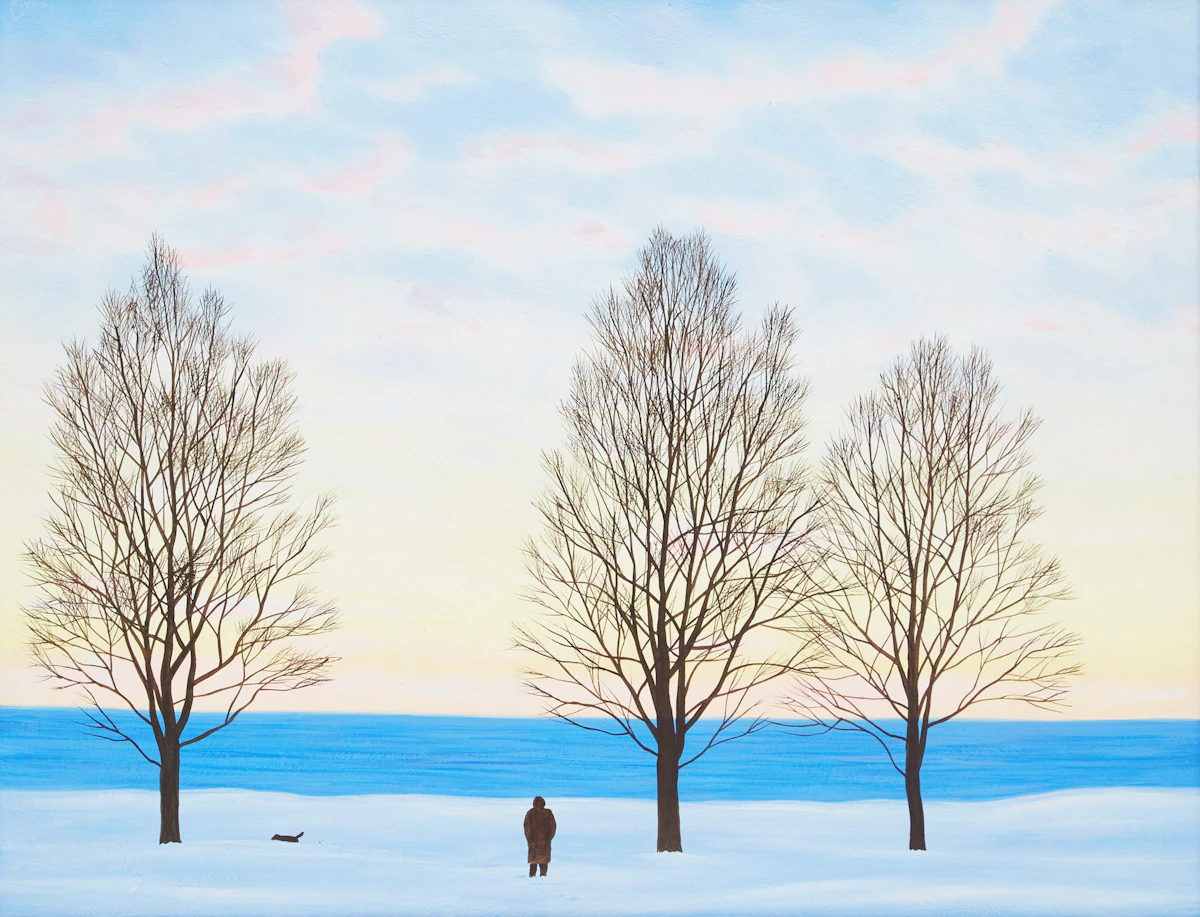 Philip Sybal, Dog Walk Along the Shore, oil on canvas