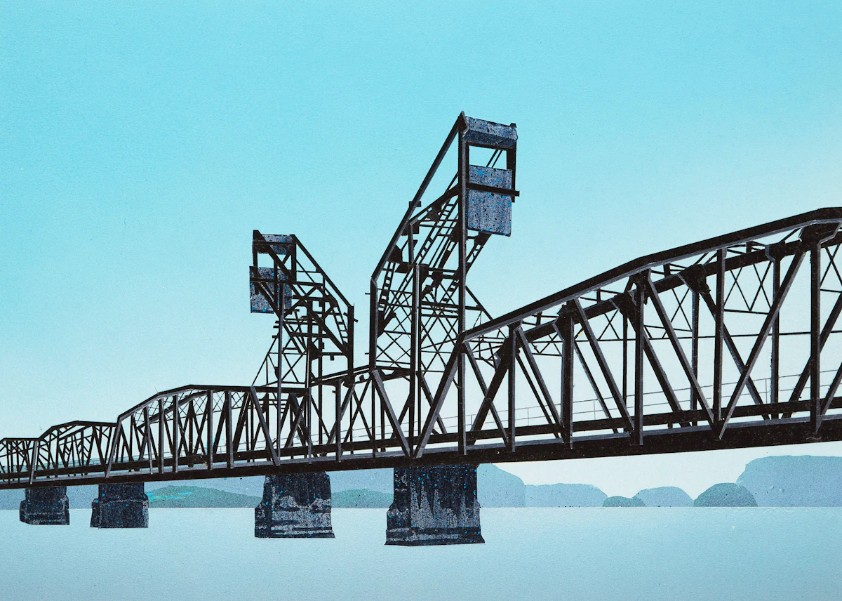 David Thauberger, Drawbridge, acrylic on board, 1998