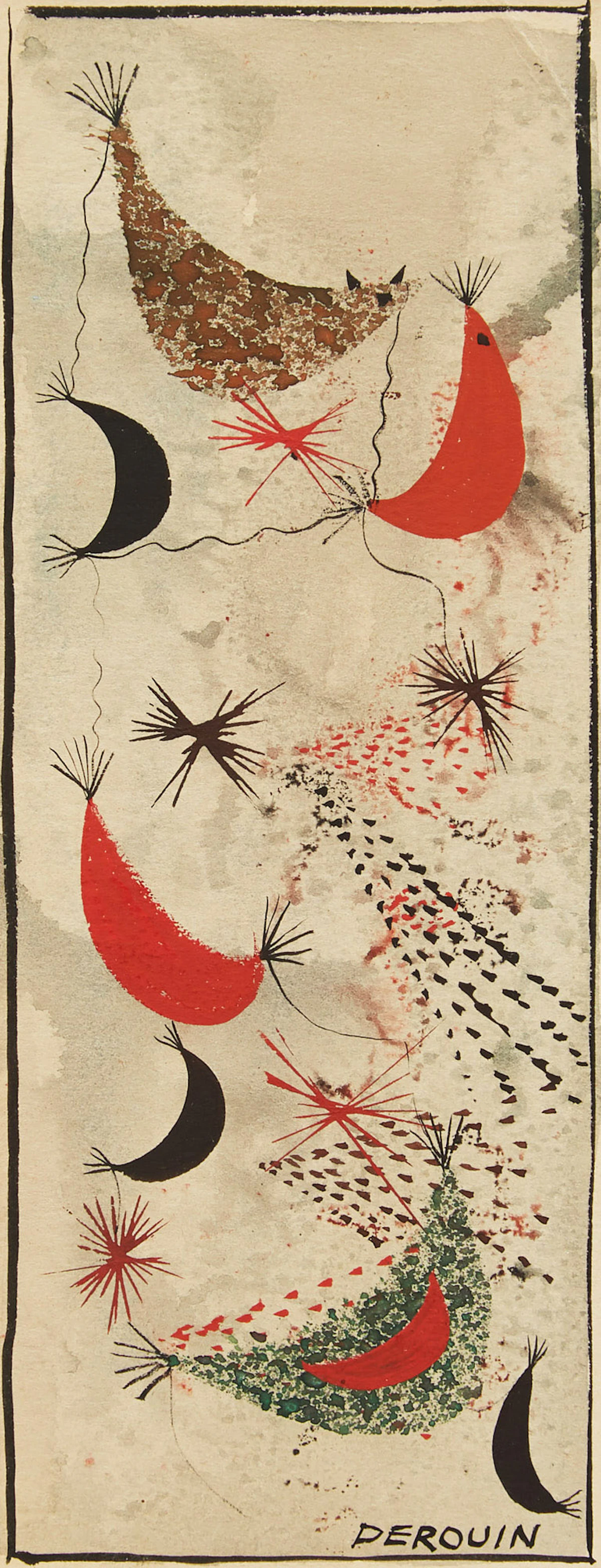 René Derouin, Untitled (Abstraction), mixed media on paper