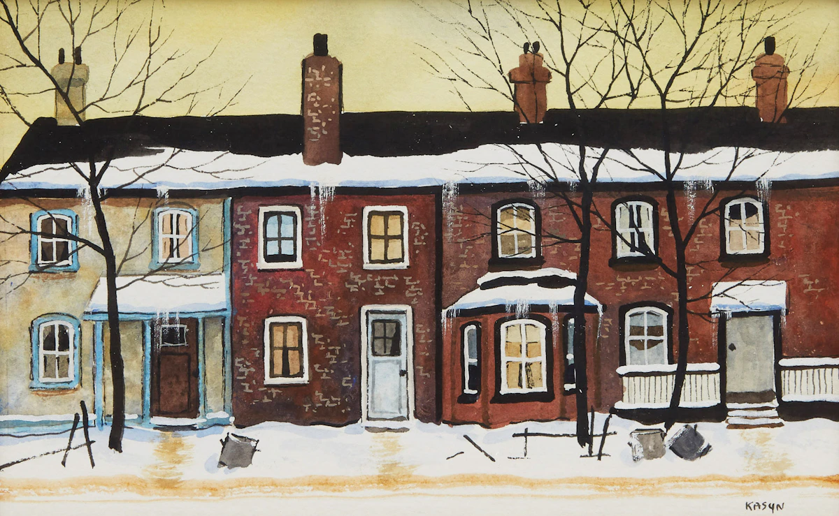 John Kasyn, Row of Old Houses, West End, watercolour