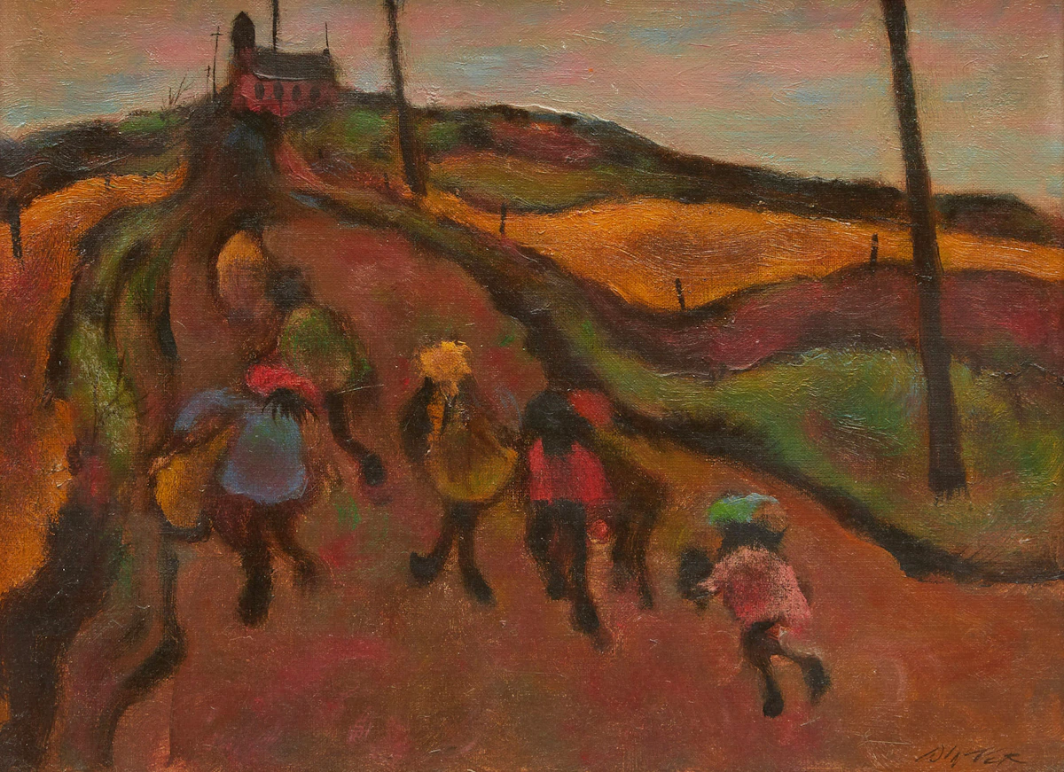William Arthur Winter, Country Road, oil on canvas board