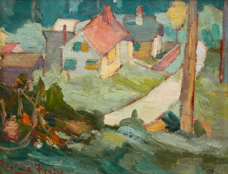 Statira E. Frame, Village Scene, oil on board - view 1
