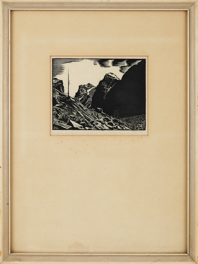 Walter Joseph Phillips, Valley of the Ten Peaks, woodcut - view 2