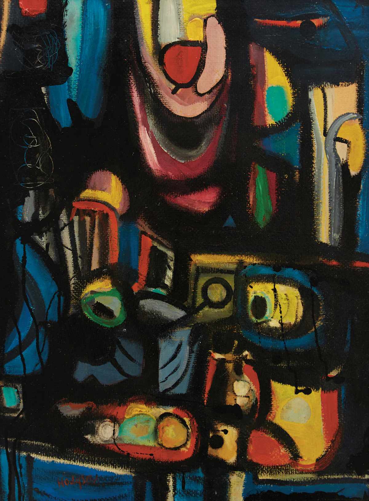 Manner of Thomas Sherlock Hodgson, Still Life, mixed media on cardboard
