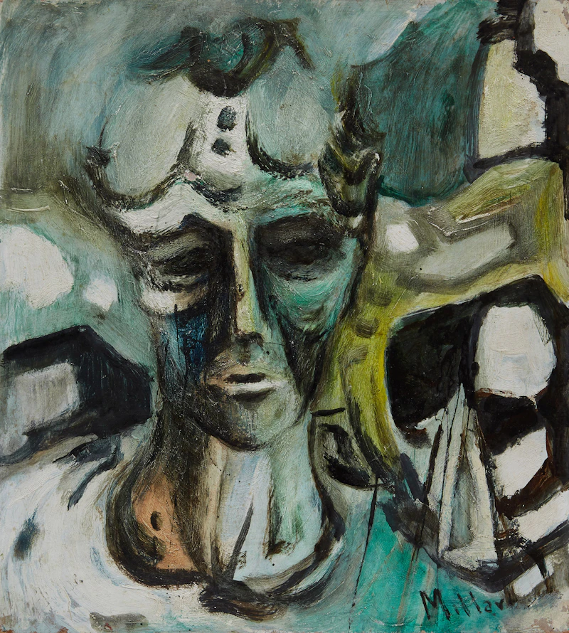 Alexander Samuel Millar, Wild Iris; Sun in the Valley; Portrait in Green, three oils on board - view 5