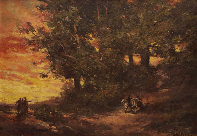 Alice Blair Pollard Thomas, Sunset (1918); Leaving the Village (1915); Farm House; Grazing Sheep (1915), four works of art - view 7