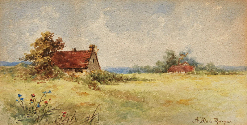 Alice Blair Pollard Thomas, Sunset (1918); Leaving the Village (1915); Farm House; Grazing Sheep (1915), four works of art - view 10