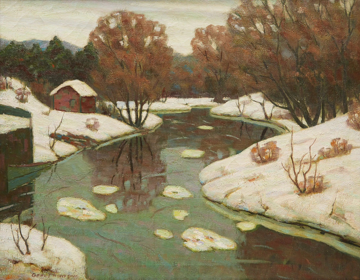 George Thomson, Ice Floes, Syndenham River, Owen Sound, oil on canvas
