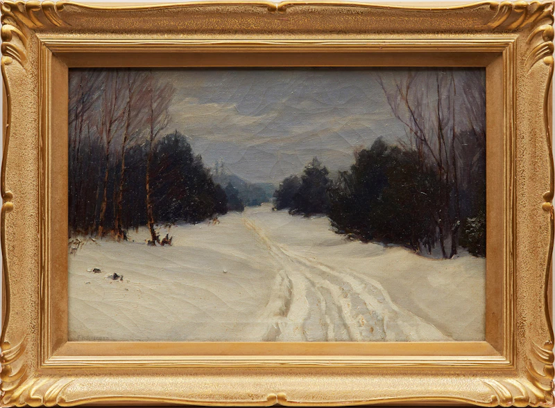 Frederick Henry Brigden, Forest Path in Winter, oil on canvas - view 2