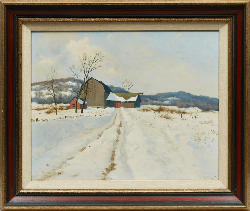 Alexis Arts, Barns, Eastern Townships, oil on board, 1969 - view 2