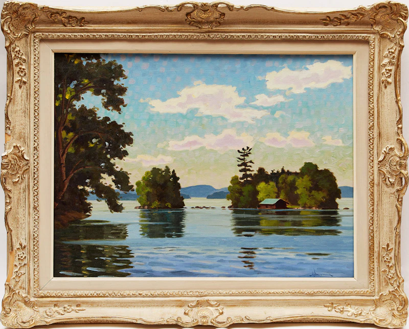 Arthur Drummond, Peninsula Lake with Wolf and Cub Islands, oil on canvas - view 2