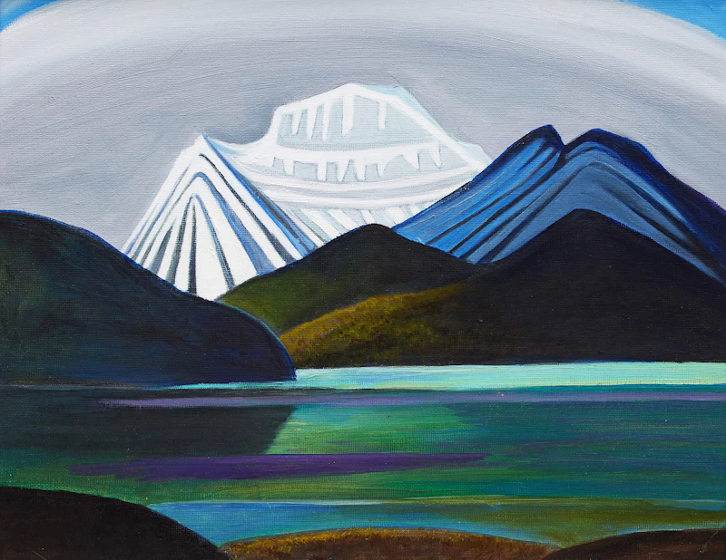Patrick M. Hickman, Mountains and Lake, After Lawren Harris, oil on canvas board - view 2