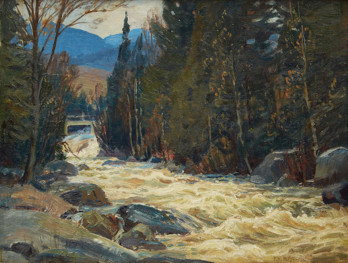 Frederick Henry Brigden, Laurentian Rapids, oil on canvas board