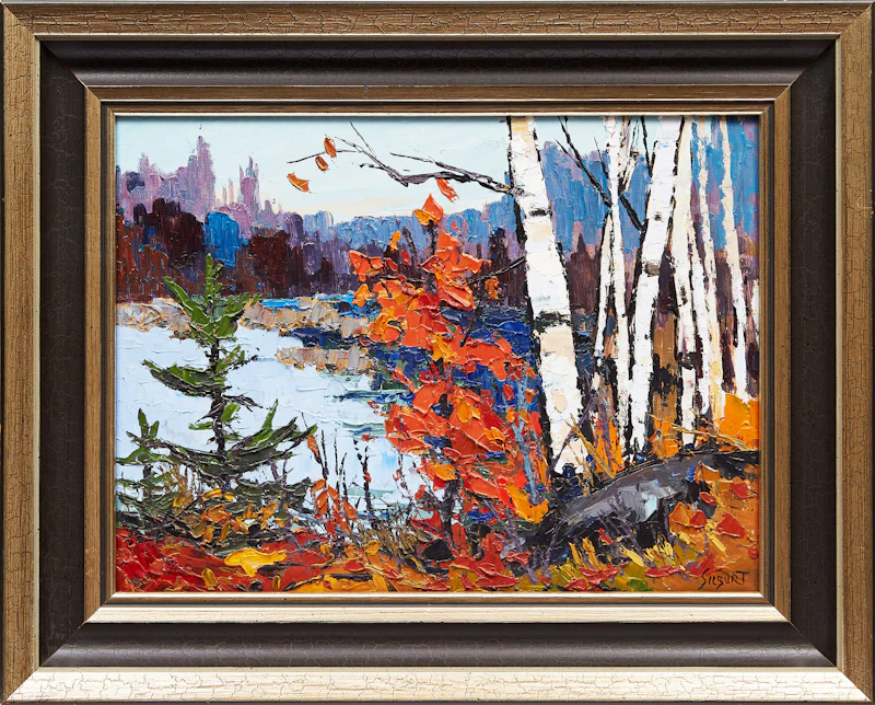 Josh Silburt, Birches at Kearney, oil on board - view 2