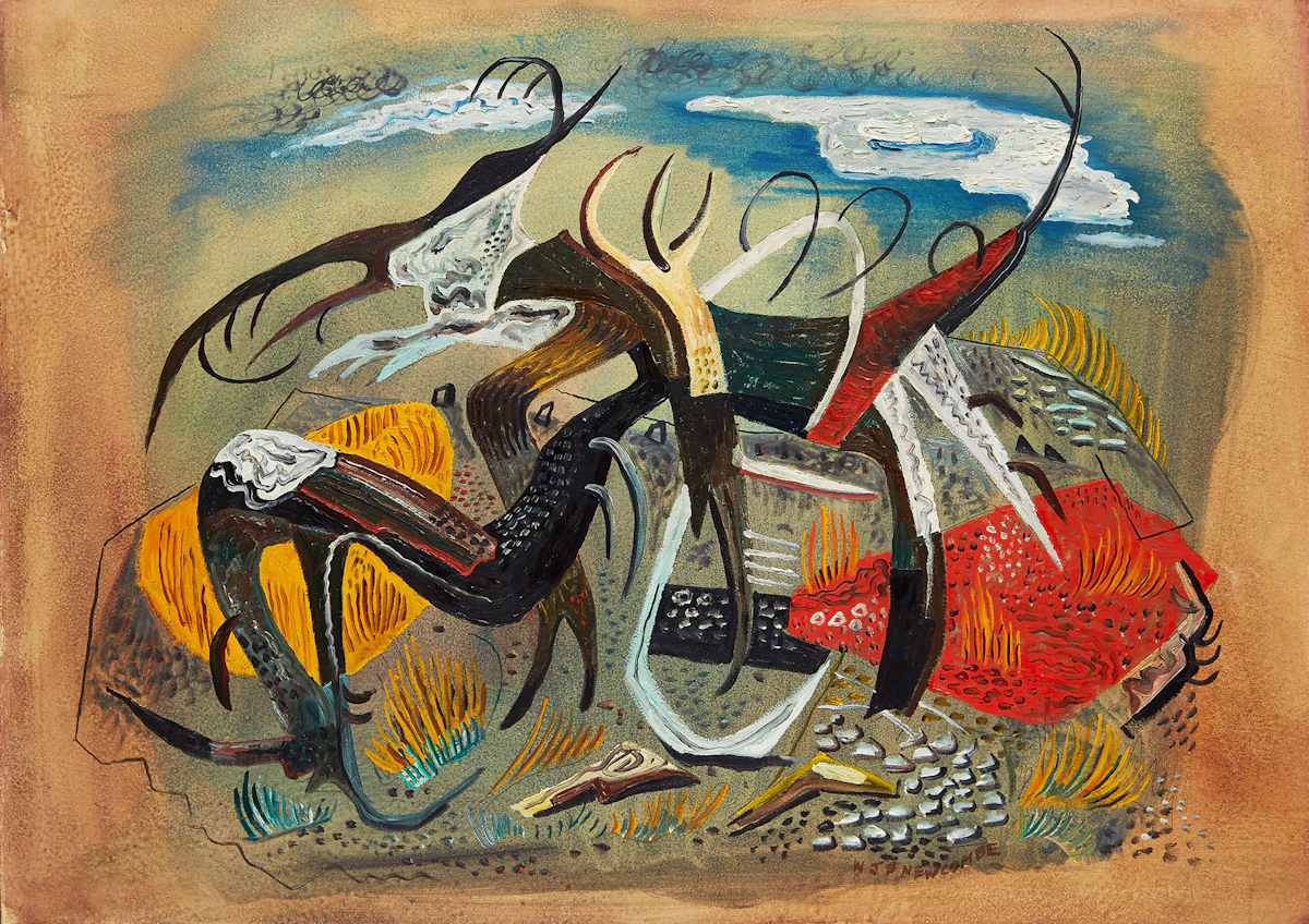 William John Bertram Newcombe, Root Abstraction, oil on board