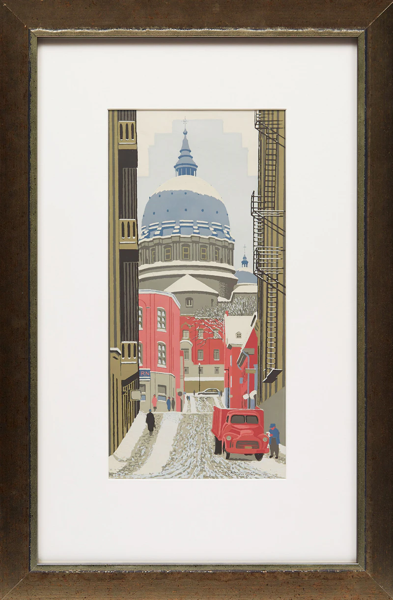 Frederick Bourchier Taylor, Looking up St. Cecile Street , colour silkscreen, 1954 - view 2