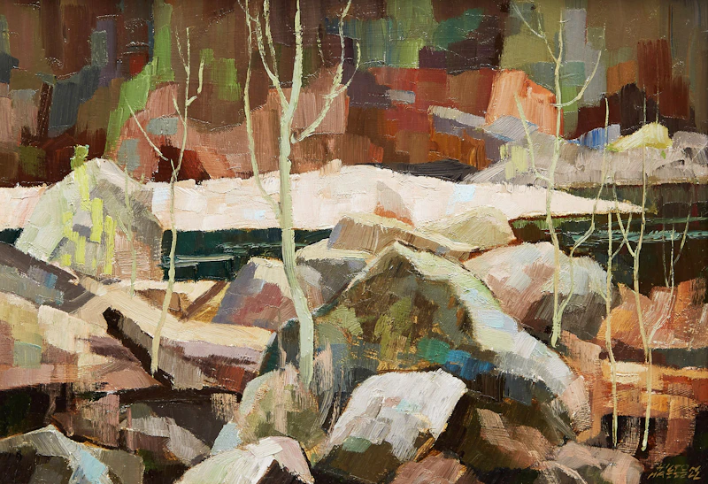 Hilton MacDonald Hassell, Poplars and Rock, Montreal River, c.1960