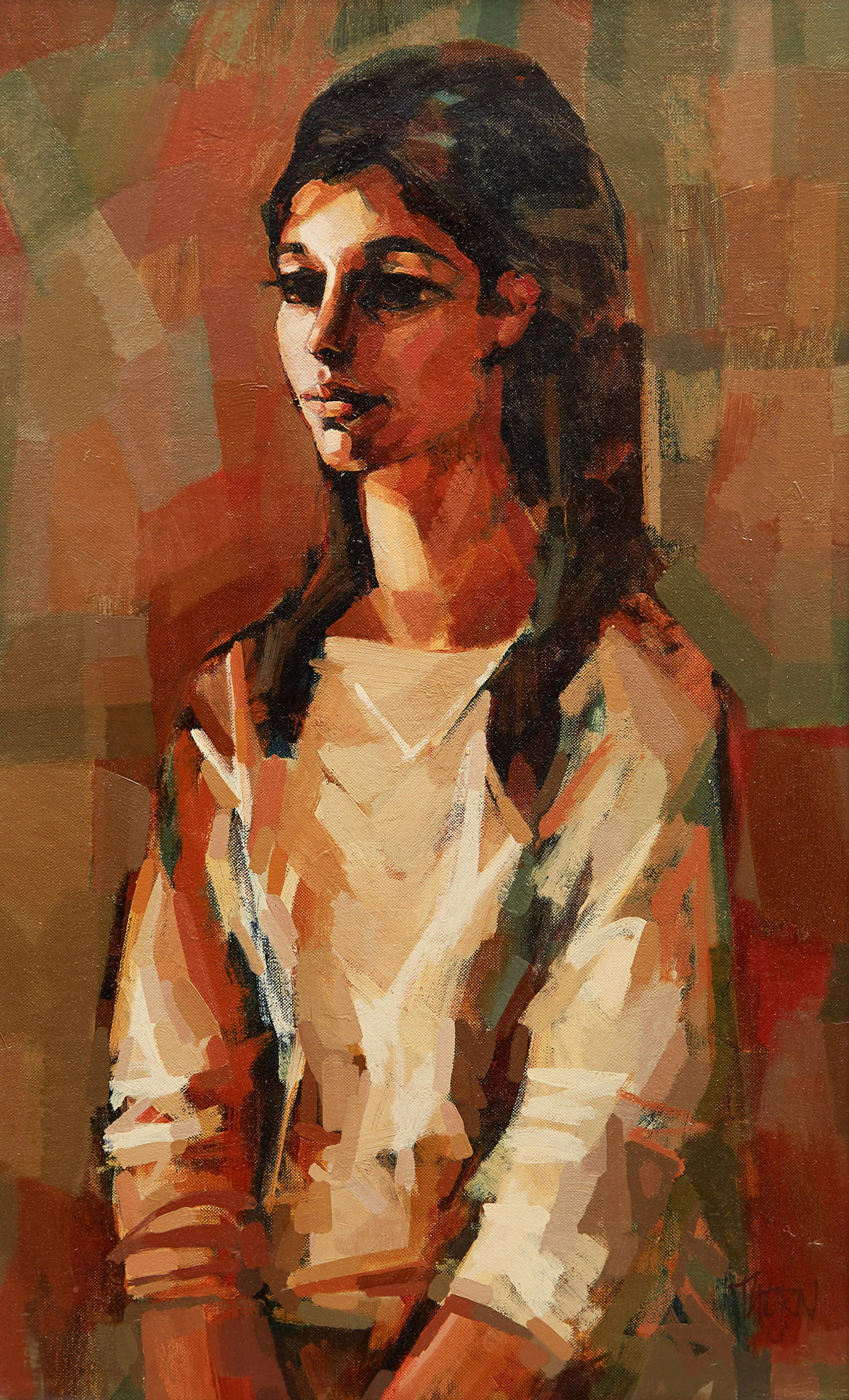 Anthony Thorn, Portrait of Barbara Acker, oil on canvas board, 1962