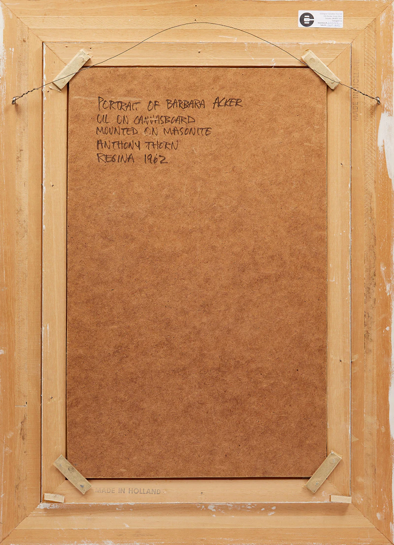 Anthony Thorn, Portrait of Barbara Acker, oil on canvas board, 1962 - view 5
