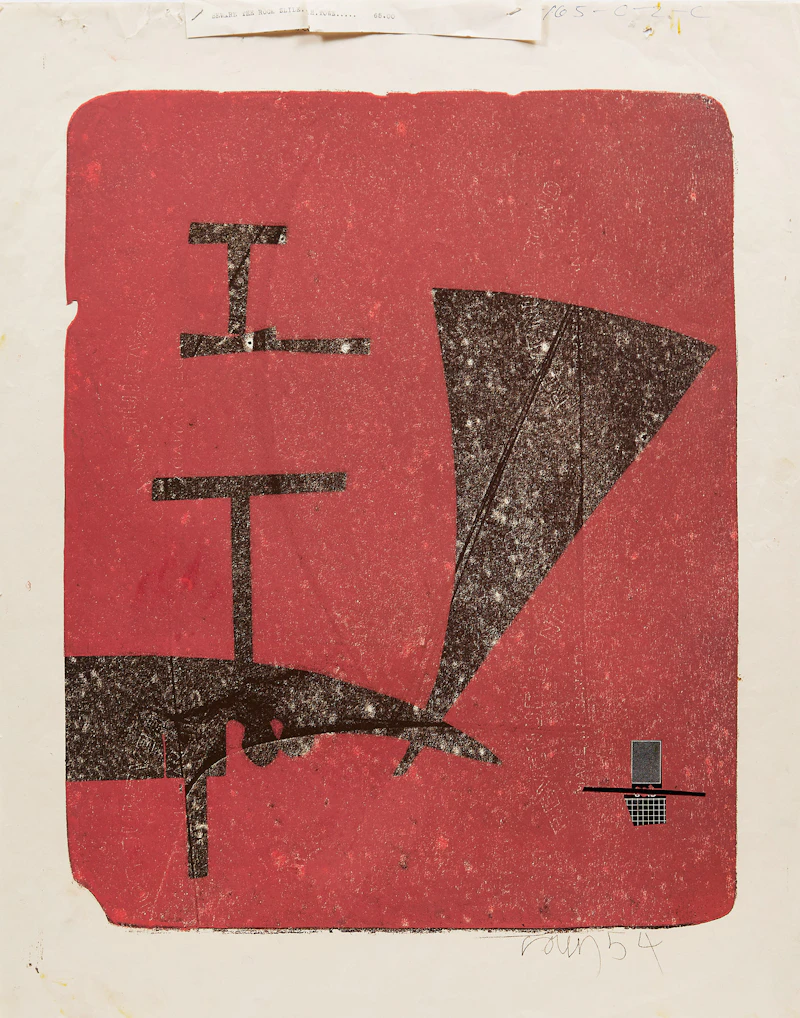 Harold Barling Town, Beware the Rock Slide, single autographic print and collage, 1954 - view 2