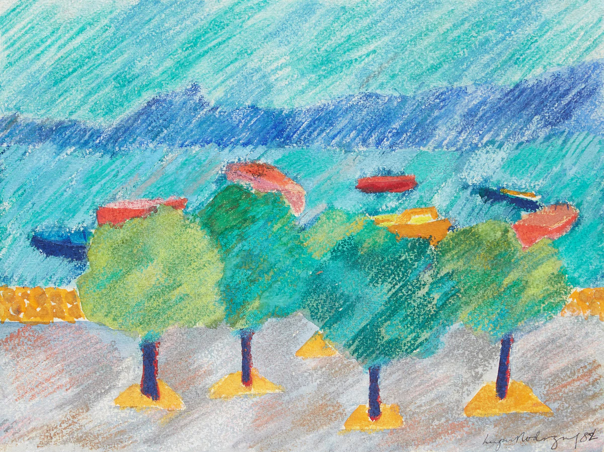 Lupe Rodriguez, Boardwalk Scene, pastel on paper, 1982