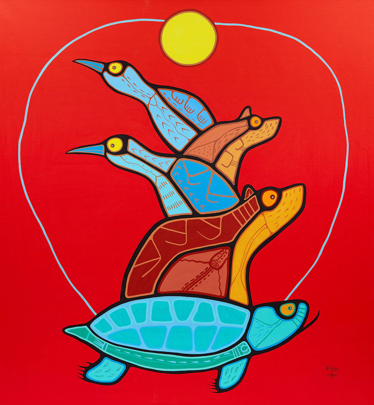 Roy Thomas, Animals in Red Landscape, oil on canvas