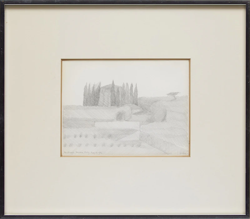Toni Onley, Montereggi, Toscana, Italy, graphite drawing, 1972 - view 2