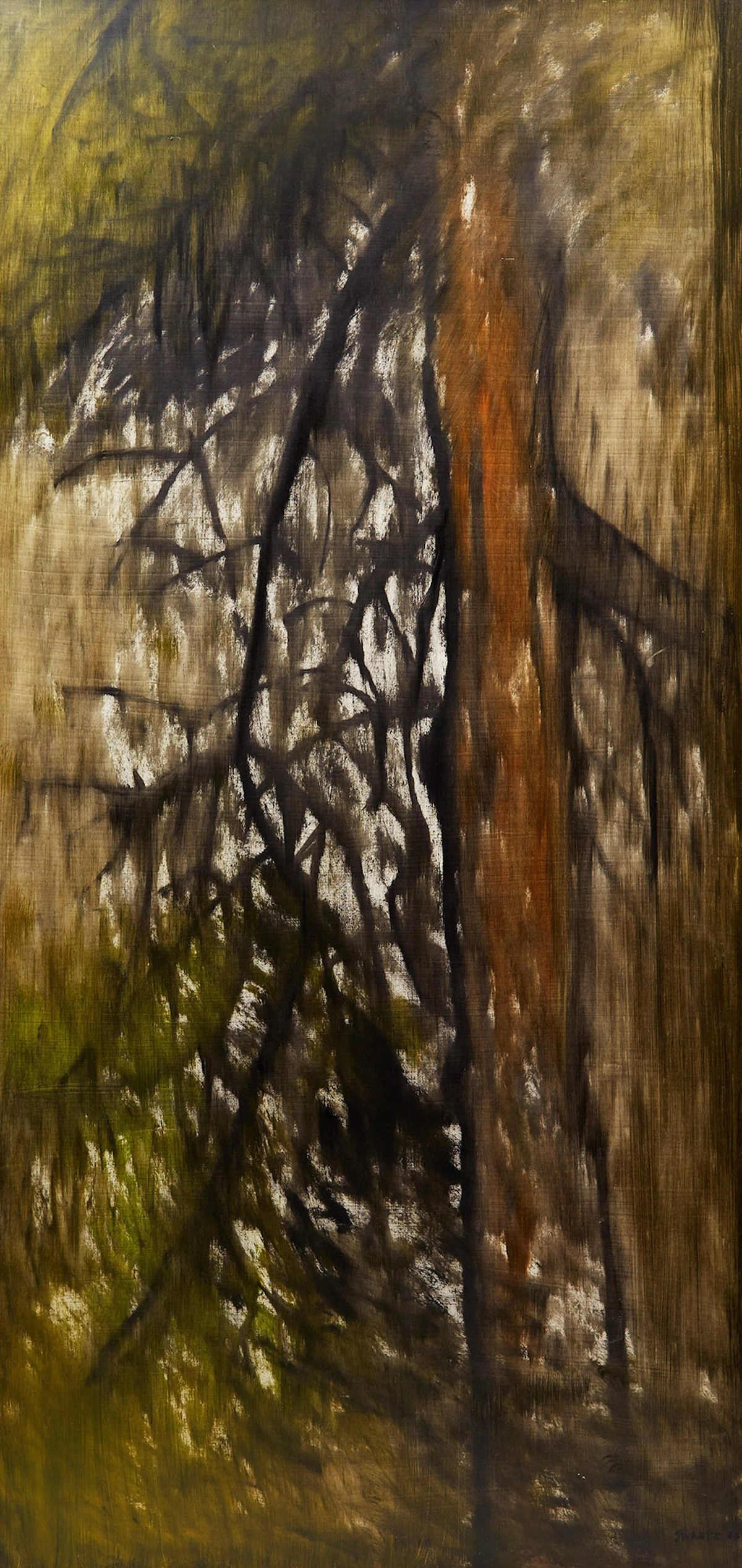 Burrell Swartz, Tracery #I, oil on board, 1963