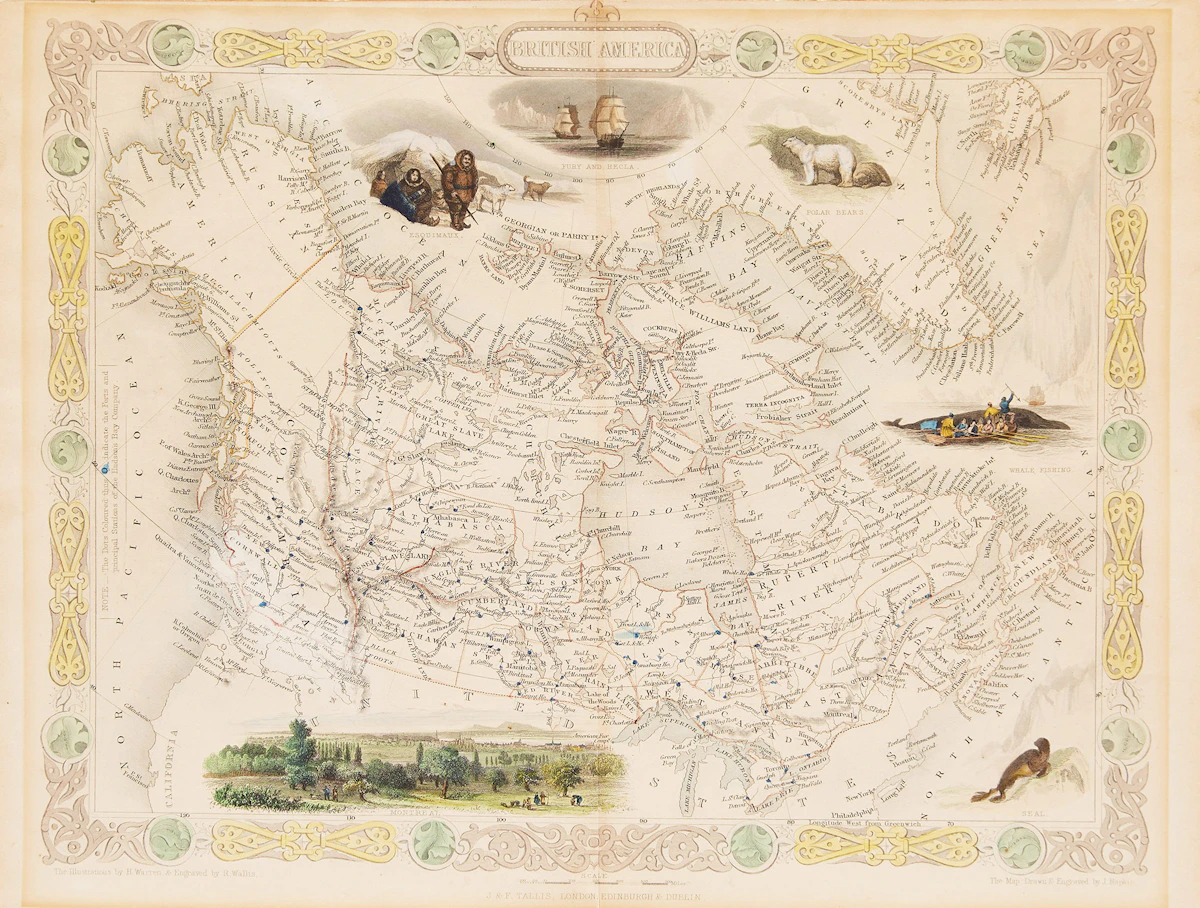 John Tallis, Three Historical Maps, three colour lithographs, 1851