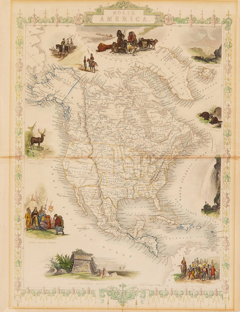 John Tallis, Three Historical Maps, three colour lithographs, 1851 - view 3