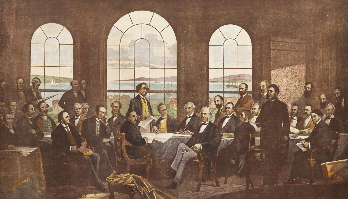 19th Century Canadian School, The Fathers of Confederation , colour reproduction print