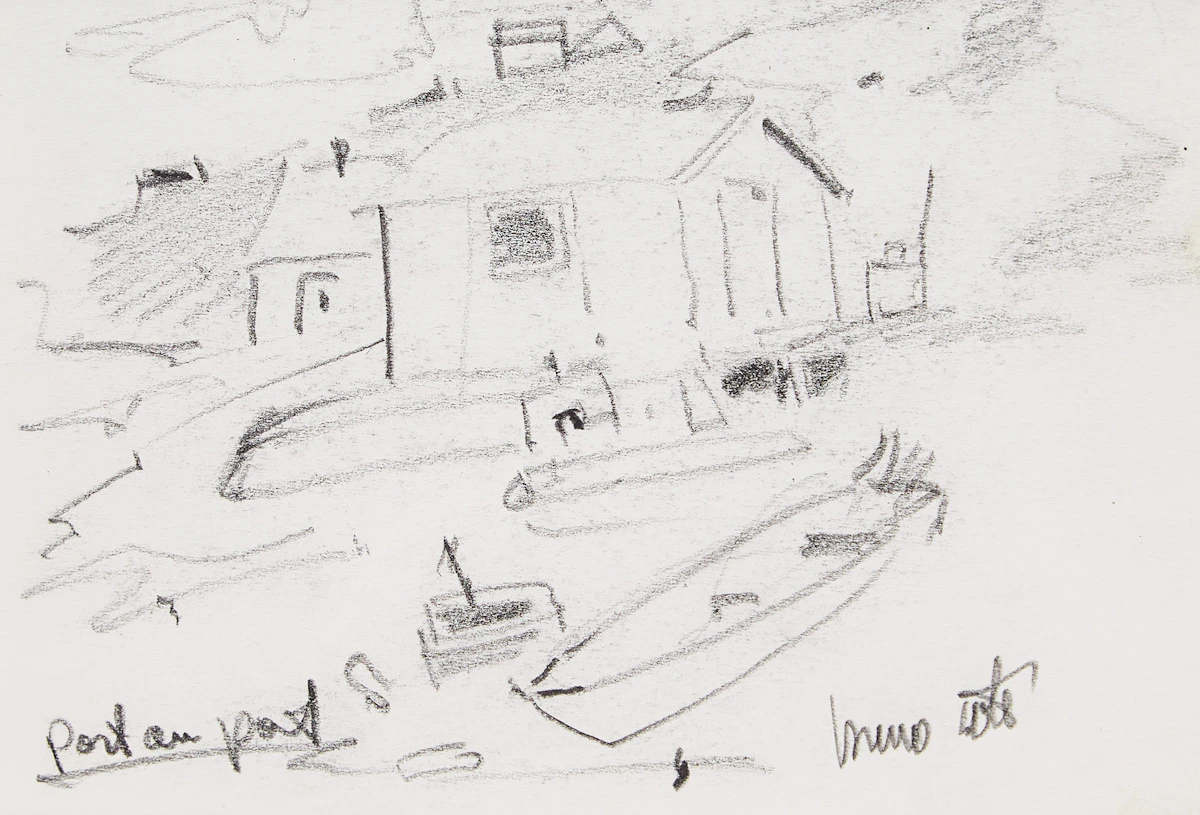 Bruno Côté, Port au port, charcoal drawing