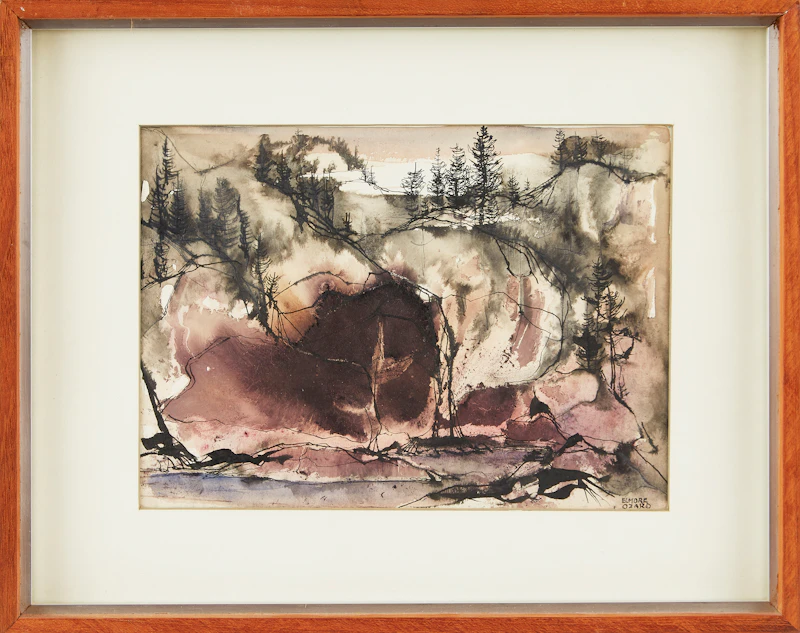 Elmore George Ozard, Shoreline Landscape, ink and watercolour - view 2