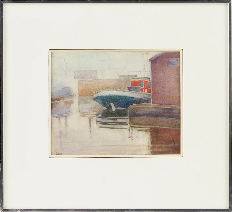 Ernest Conyers Barker, Harbour Scene, watercolour - view 2