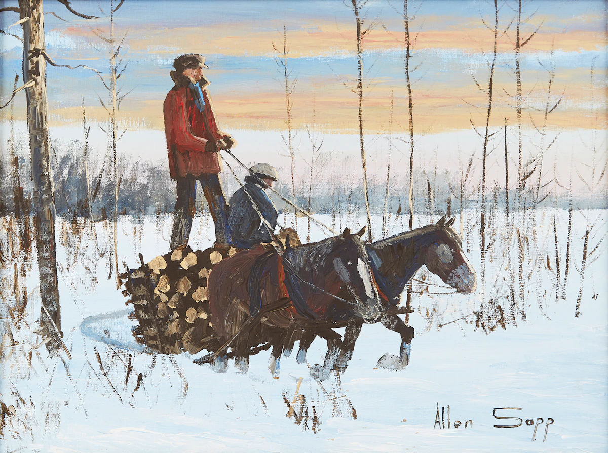 Allen Sapp, Red Pheasant Reserve - The Way it Used to Be, acrylic on canvas